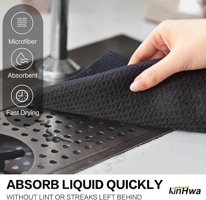 KinHwa Kitchen Washcloths for Dishes Absorbent Microfiber Dish Cloths Quick Dry - Image 2