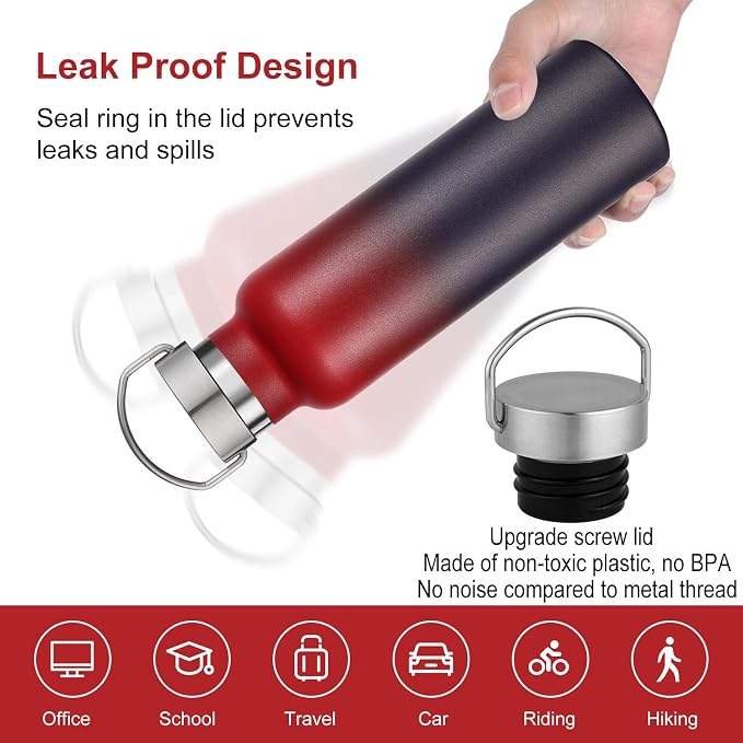 Neihepal 20 oz Insulated Water Bottles Bulk 2 Pack, Stainless Steel Double Wall - Image 4