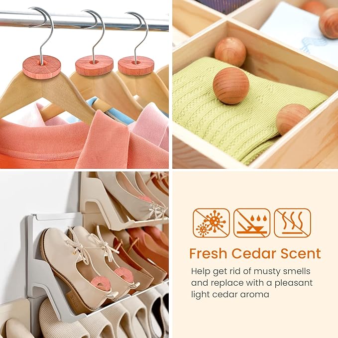 Homode Cedar Chips and Bags, Fresh Cedar Wood Rings and Sachets - Image 3
