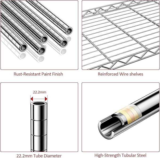 IZEUK 6-Tier Heavy Duty Metal Wire Shelving Unit, Adjustable Storage Rack - Image 4