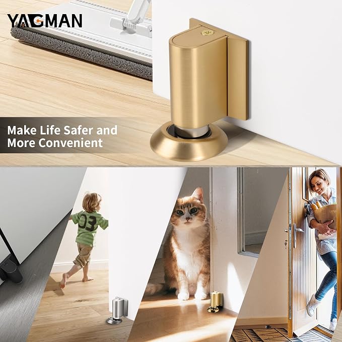3 Pack Magnetic Door Stoppers Retractable Bottom of Door Holder No Drilling - Image 6