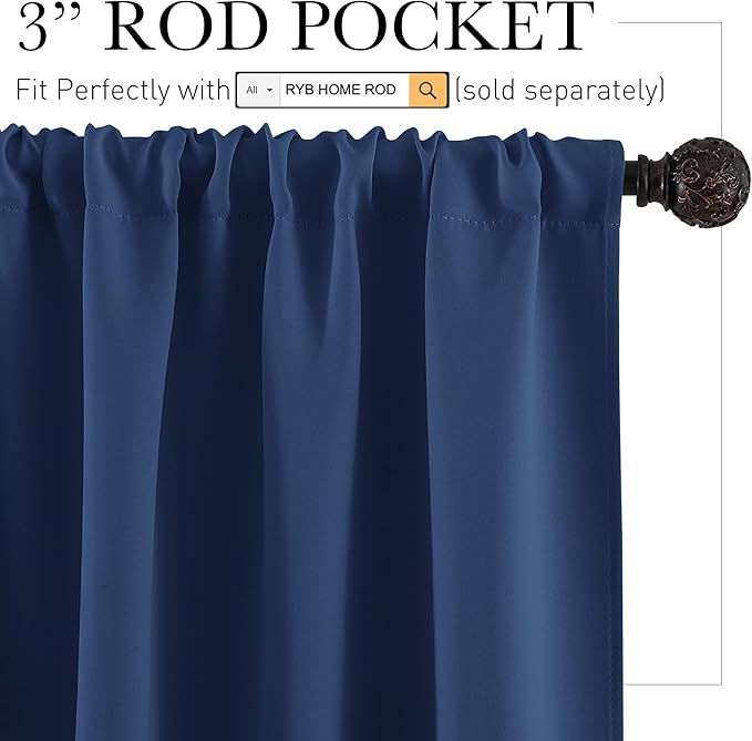 RYB HOME Large Curtains for Living Room 84 inches Length, W 70 x L 84, 2 Panels - Image 2
