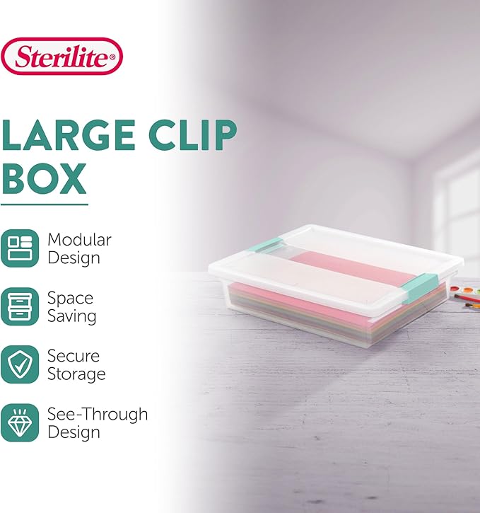 Sterilite 6-Pack Clip Box, Stackable Clear Plastic Bins - Image 2