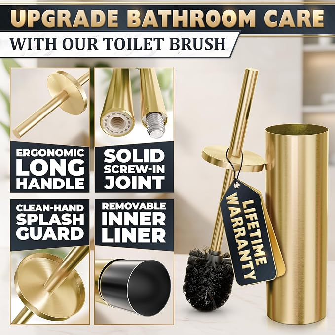 Gold Toilet Brush and Holder Set - Image 4