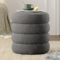 Round Ottoman with Storage Boucle Ottoman Stool with Storage Removable Lid by Krcix