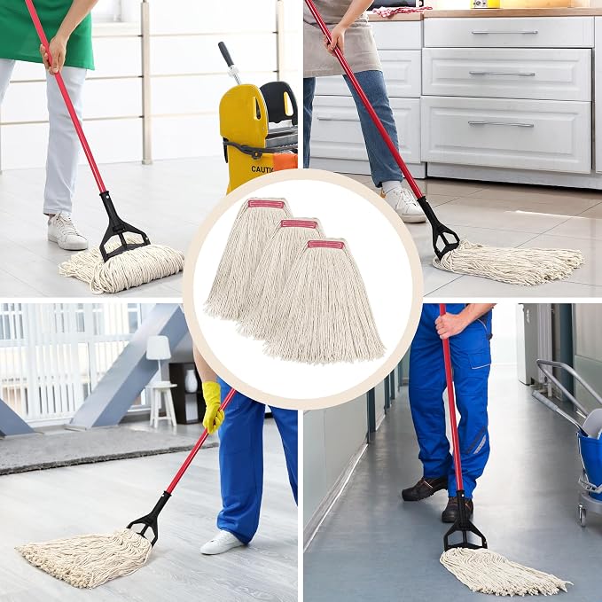 Matthew Cleaning 24oz 3Pack Cotton Floor Mop, Cotton Looped-Open String Heavy - Image 5