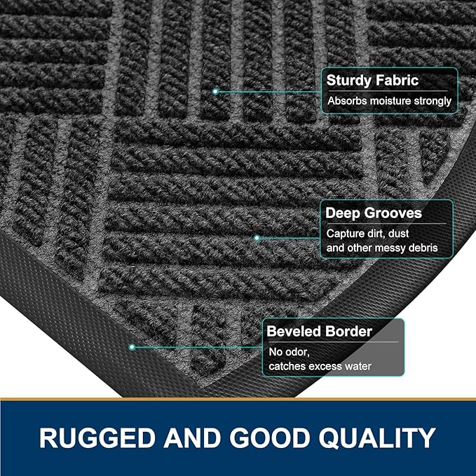 Smiry Half Circle Front Door Mat Outside Entrance, Heavy Duty Outdoor Indoor - Image 4