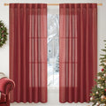 YoungsTex Red Linen Curtains 63 Inch Length 2 Panels by YoungsTex
