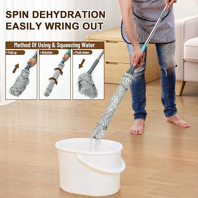 Self Wringing Mop Floor Cleaning, Easy Squeeze Twist Mop, Heavy Duty Wet Mops - Image 3