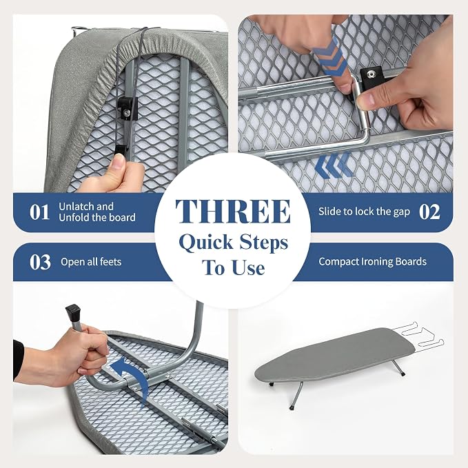 Tabletop Ironing Board with Iron Rest, Small Ironing Board Foldable with Heat - Image 6