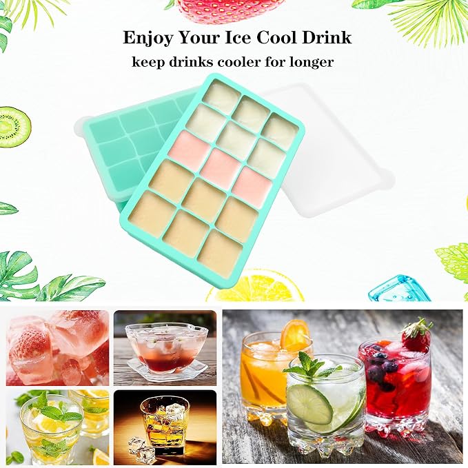2 Pack Silicone Ice Cube Trays, Easy Release Flexible-15 Cubes Ice Cube Molds - Image 6