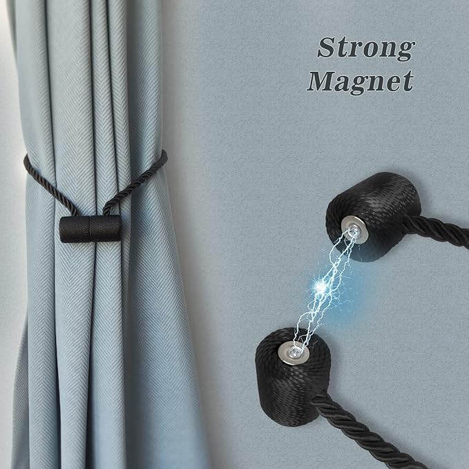 Hion Magnetic Curtain Tiebacks Golden 4 Pack, Curtain Tiebacks Buckles - Image 3