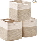 11 Inch Cube Storage Bins, Organizer Woven Cotton Rope Square Baskets by ICERZCZ