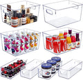 Set of 8 Clear Plastic Storage Bins, 4 Large and 4 Small Stackable Storage by SKTEET