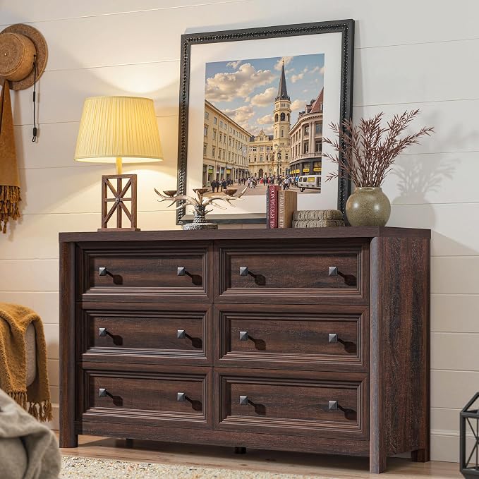 Farmhouse Walnut 6 Drawers Dresser by StandifurnoFurniture