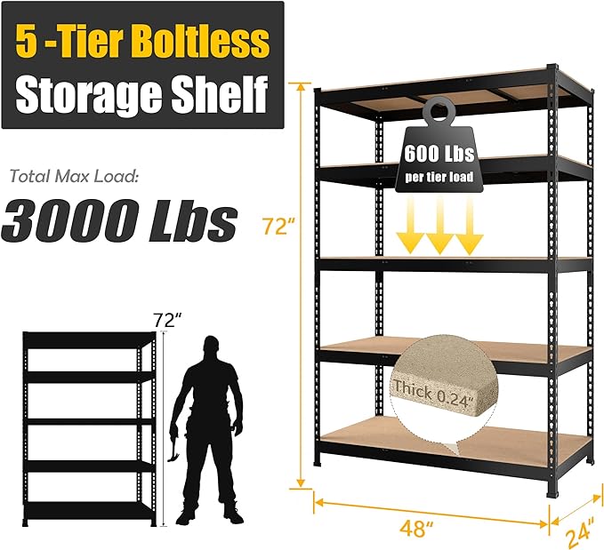 PrimeZone 48" x 24" x 72" Heavy Duty Storage Shelves - Image 3