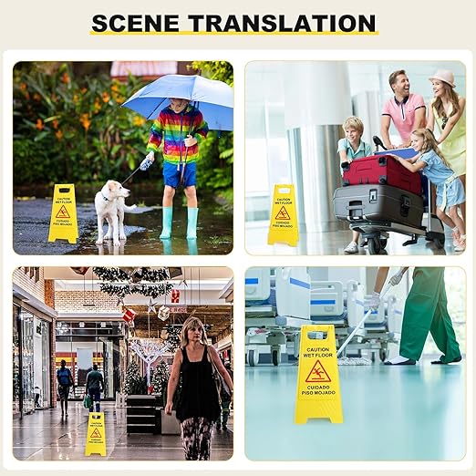 Macarrie 12 Pack Caution Wet Floor Sign Wet Floor Double Sided Cuidado Piso - Image 6