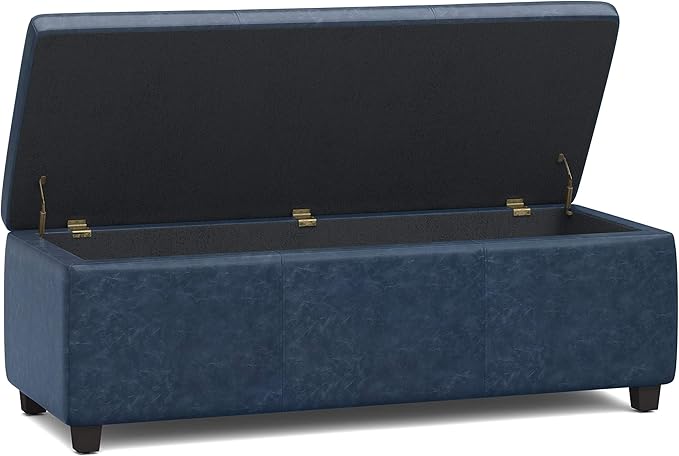 SIMPLIHOME Avalon 48 inch Wide Contemporary Rectangle Storage Ottoman Bench in - Image 4