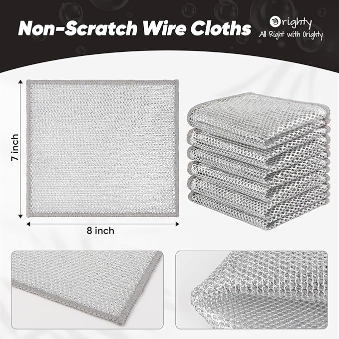Orighty 12 Pcs Multipurpose Wire Dishwashing Rag, Non-Scratch Wire Dish - Image 2