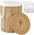 Laundry Hamper with Lid Laundry Basket with Lid 19.0 Gal Round Wicker Laundry by SETVSON