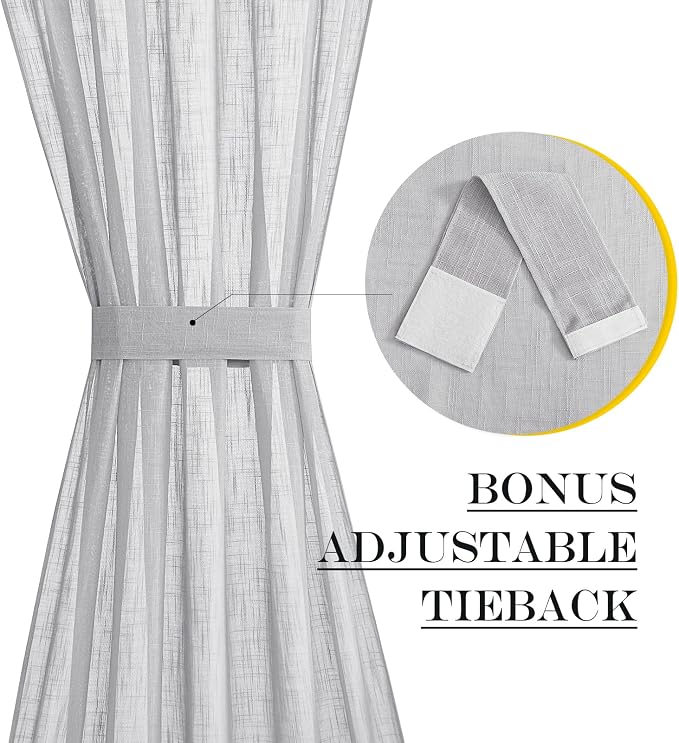 NICETOWN Sidelight Curtain for Light Filtering Linen Window Sheer Curtains for - Image 4