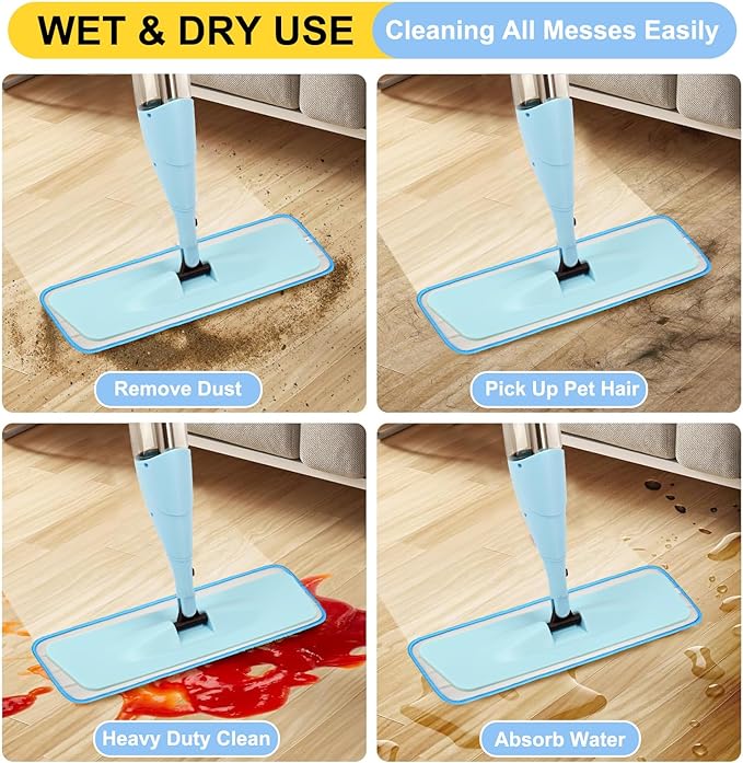 16.5 Inch Reusable Mop Pads Microfiber Spray Mop Replacement Heads - Image 6