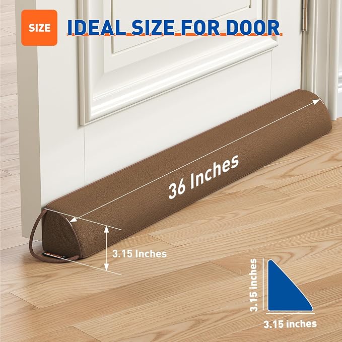 MAGZO Door Draft Stopper 36 Inches, Weighted Triangular Door Snake - Image 2