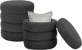 Round Ottoman with Storage Boucle Ottoman Stool with Storage Removable Lid by Krcix