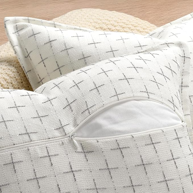ZWJD Pillow Covers 24x24 Set of 2 Soft Polyester Textured Pillow Covers - Image 3