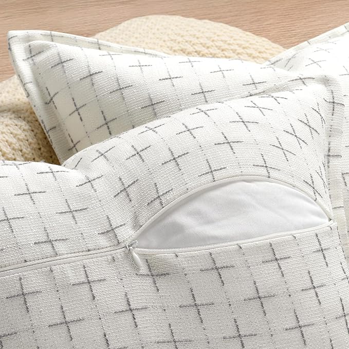 ZWJD Pillow Covers 26x26 Set of 2 Soft Polyester Textured Pillow Covers - Image 3