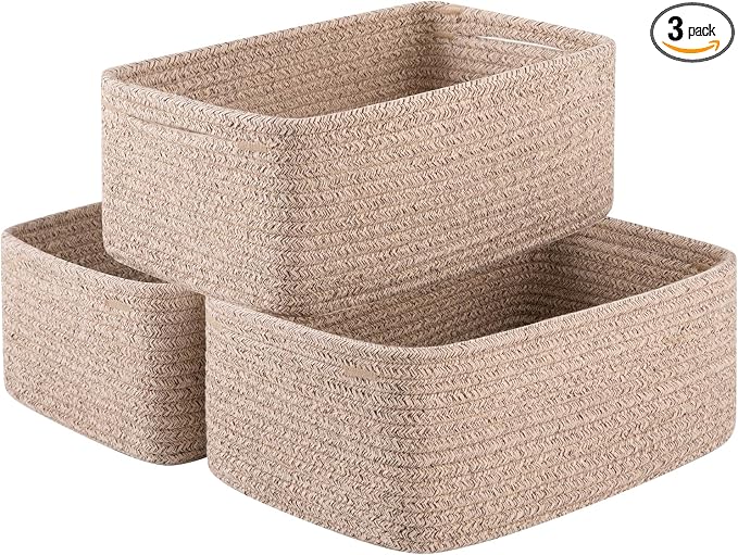 3 Pack Small Storage Baskets for Organizing, Cute Woven Decorative Gift Baskets by OIASKET