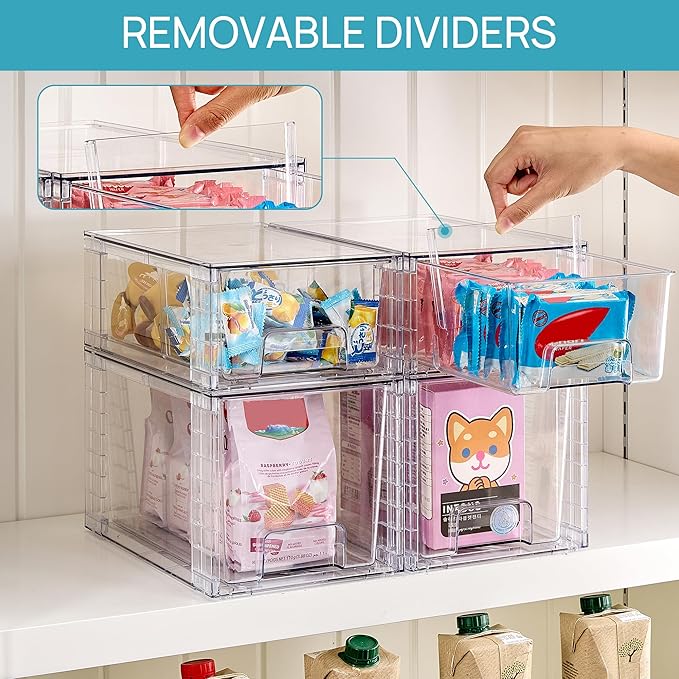 Vtopmart 4 Pack Clear Stackable Storage Drawers, Plastic Drawers - Image 6