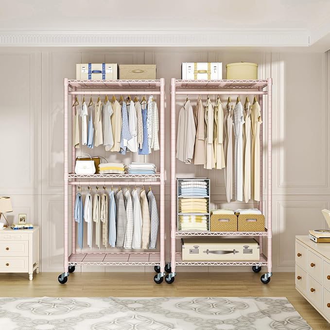 FUTASSI P1 Medium Heavy-Duty Portable Closet, Metal Rolling Clothing Rack - Image 3
