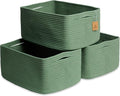 NaturalCozy Storage Baskets 16.8”x13”x7.6” Cotton Rope Woven Baskets by NaturalCozy