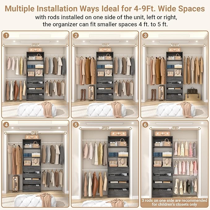 Aheaplus Closet System, 4-9 Ft Closet Organizer - Image 4