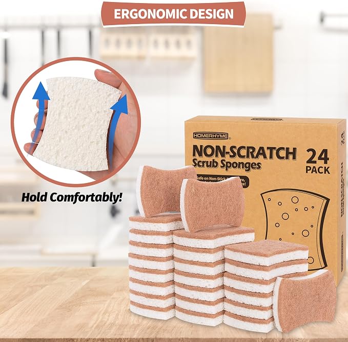 HOMERHYME Natural Dish Sponge 24 Pack, Non-Scratch Scrub Sponge, Eco - Image 8