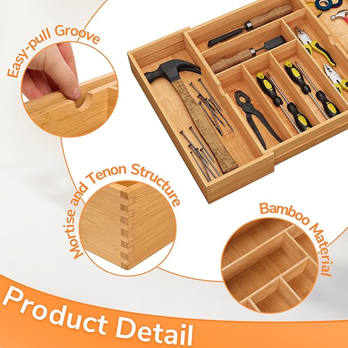 BAMEOS 3" Deepth Expandable Drawer Organizer, Deep Flatware Organizer, - Image 8