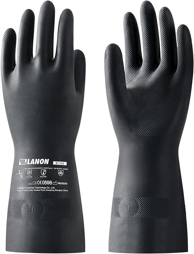 LANON Rubber Chemical Resistant Gloves, Reusable Heavy-duty Safety Work Gloves by LANONProtection