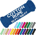 TECEUM Cotton Rope 3/16” – 50 FT – Strong All-Purpose Braided Rope – Natural by TECEUM