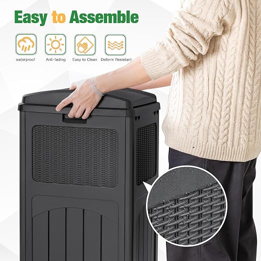 Flamaker 30 Gallon Trash Can, Resin Outdoor Garbage Can - Image 2