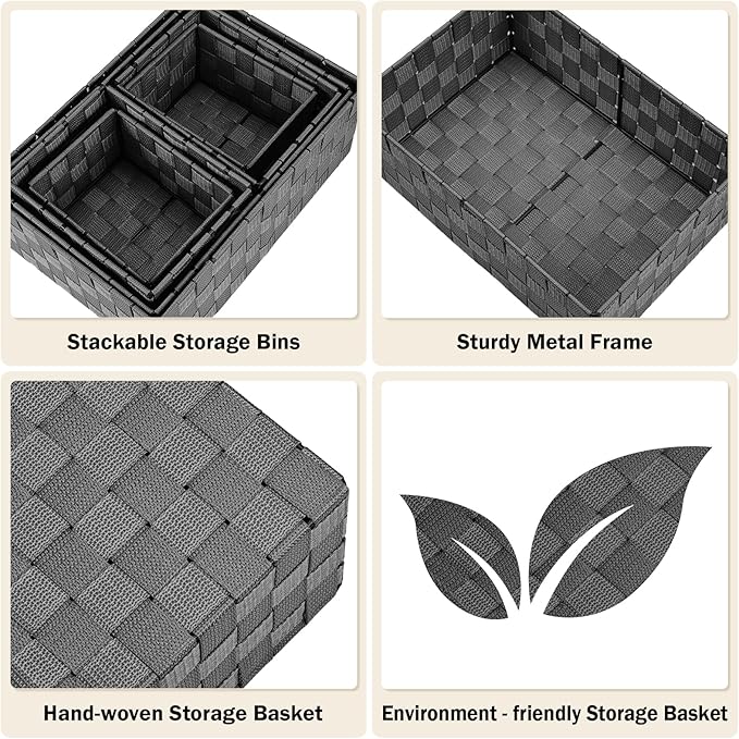 Woven Storage Baskets, Storage Bins, Cube Basket Container Baskets Storage - Image 4