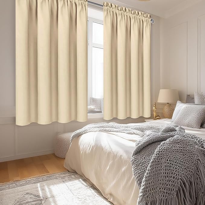 DWCN Beige Curtains for Bedroom Thermal Insulated Room Darkening Drapes for - Image 3