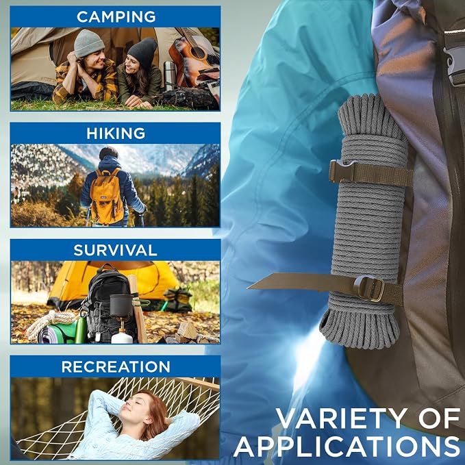 TECEUM Cotton Rope 3/16” – 50 FT – Strong All-Purpose Braided Rope – Natural - Image 5