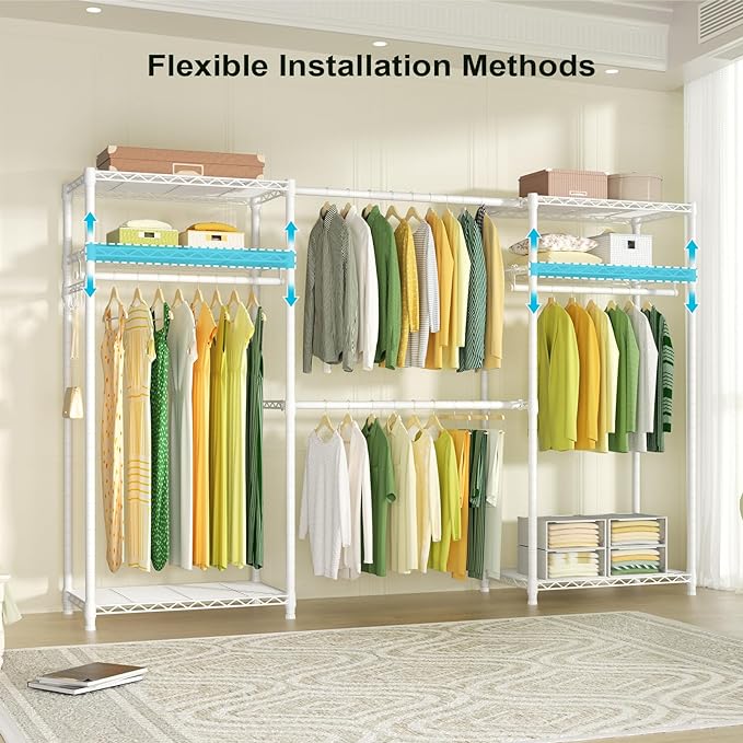 Ulif E1 Heavy Duty Closet Garment Rack, 6 Tiers Adjustable Metal Freestanding - Image 4