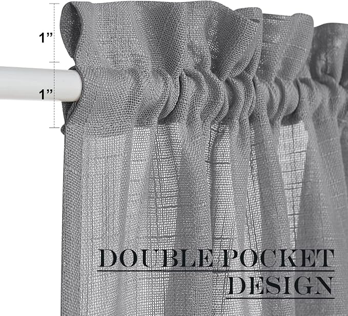NICETOWN Sheer Door Curtains, Side Small Window Treatment, Farmhouse French - Image 5