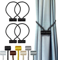 Hion Magnetic Curtain Tiebacks Black 4 Pack, Curtain Tiebacks Buckles Holdbacks by Hion
