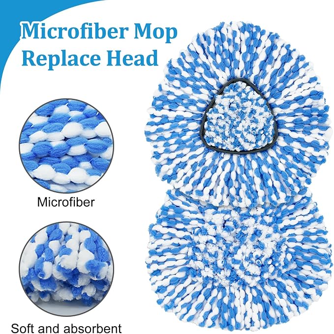 Spin Mop Handle, Mop Heads Replacements, Scrubber Mop Head and Mop Base - Image 5