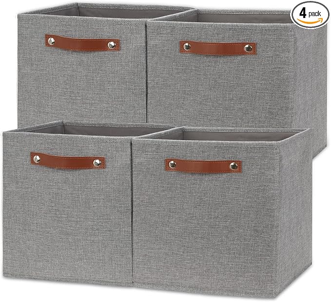 Temary 12x12 Storage Cube Bins 4 Pack Fabric Storage Cubes Storage Bins by TEMARY