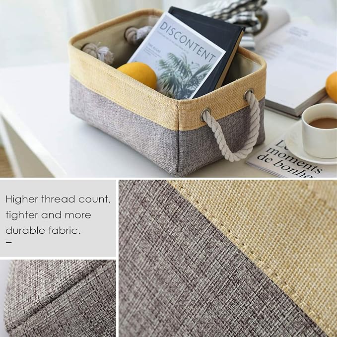 TheWarmHome Decorative Basket Rectangular Fabric Storage Bin Organizer Basket - Image 6