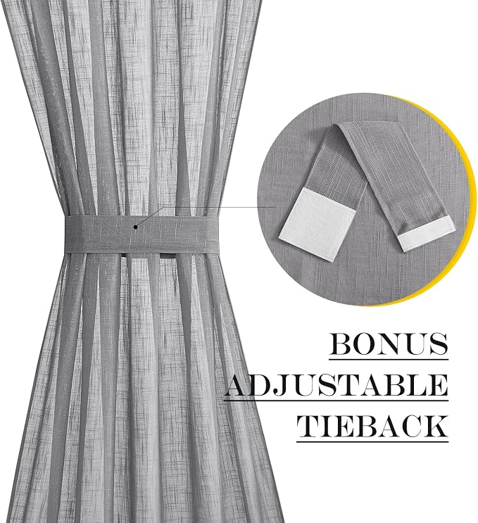 NICETOWN Sheer Door Curtains for Front Back Patio Glass Door, Farmhouse Light - Image 3